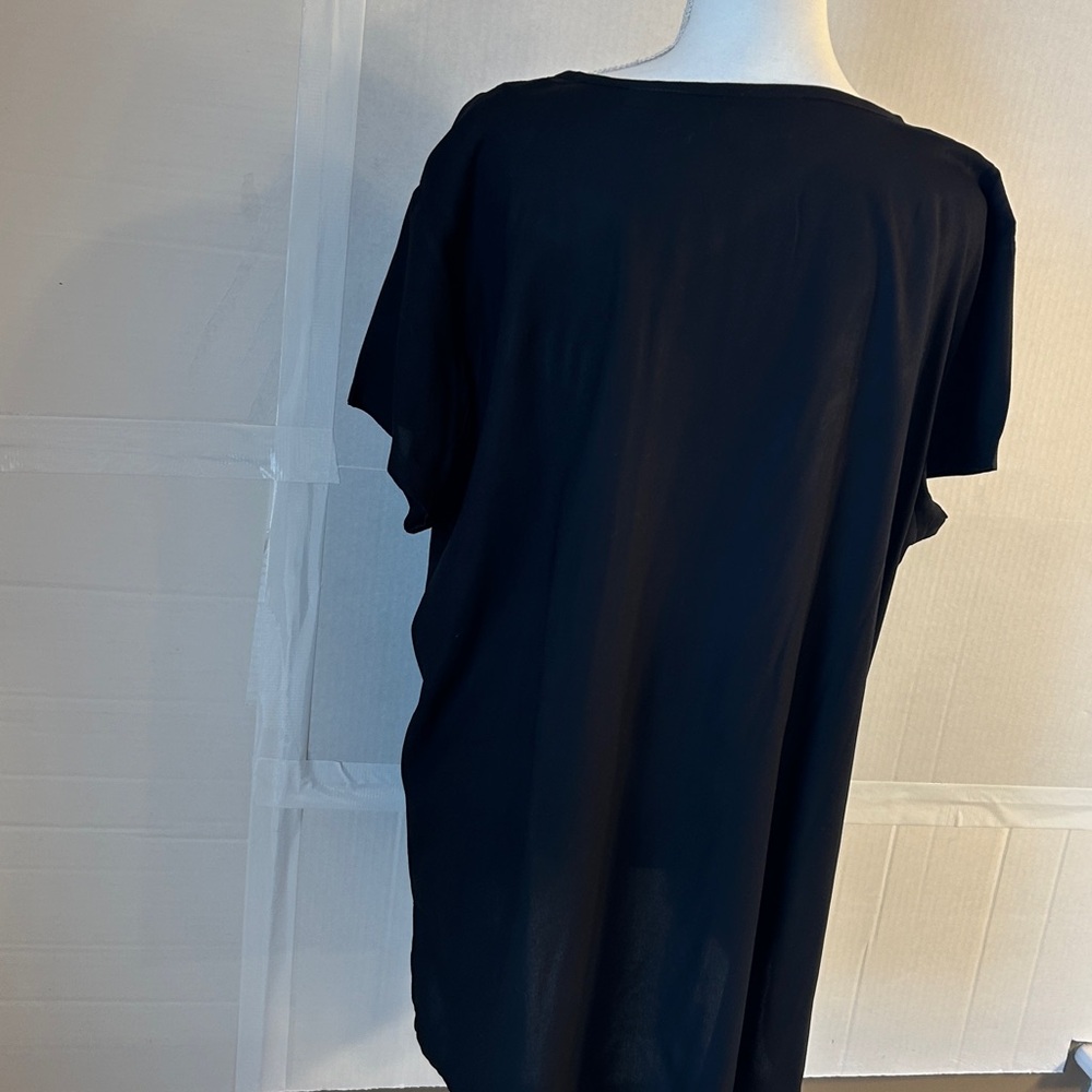 Panhandle Slim Women’s V-Neck Tie Boho Embroidered S/S Blk Tunic Top. Sz XXL - Picture 3 of 11
